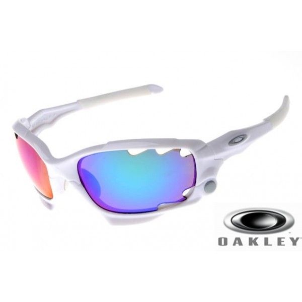Oakley Racing Jacket Sunglasses White / Ice Blue Vented Iridium