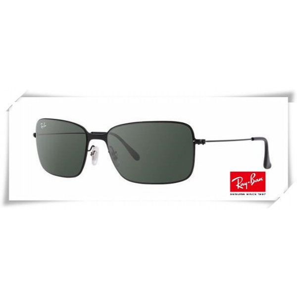 Ray Ban RB3514 Sand Demi Glos Sunglasses Black Frame Deep Green Lens