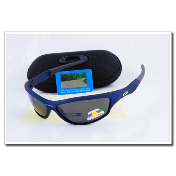 Cheap Oakley Polarized Sunglasses RoyalBlue Frame Slate grey Iridium Lens Sale