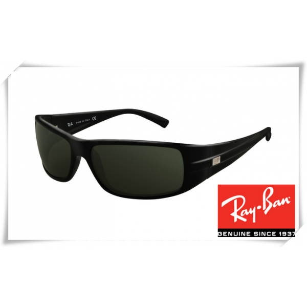 Ray Ban RB4057 Sunglasses Black Frame Deep Green Lens