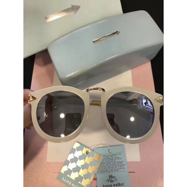 Men's Women's Karen Walker Sunglasses Beige Frame Black Lenses