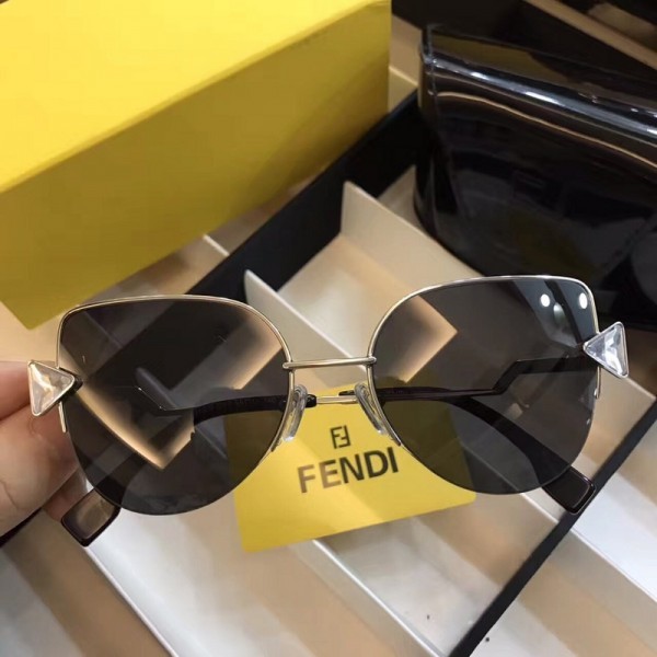 Fendi FF0242-S Iridia Cat-Eye Sunglasses Black Silver