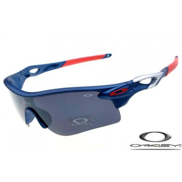 Cheap Oakley Radarlock Sunglasses Sky Blue Red Frame Gray Iridium Lens