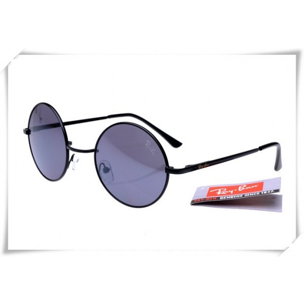 Ray Bans Round Metal RB3447 Sunglasses Black Frame Grey Lens
