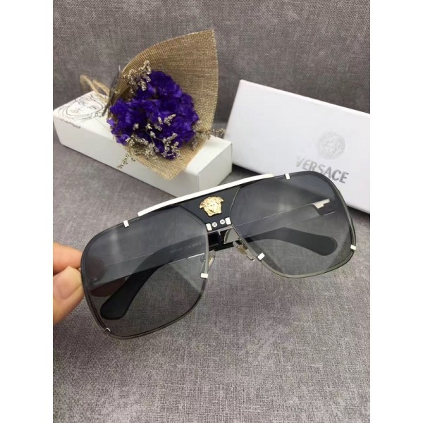 Versace Visor Sunglasses Metal Frame Antique Brass Silver
