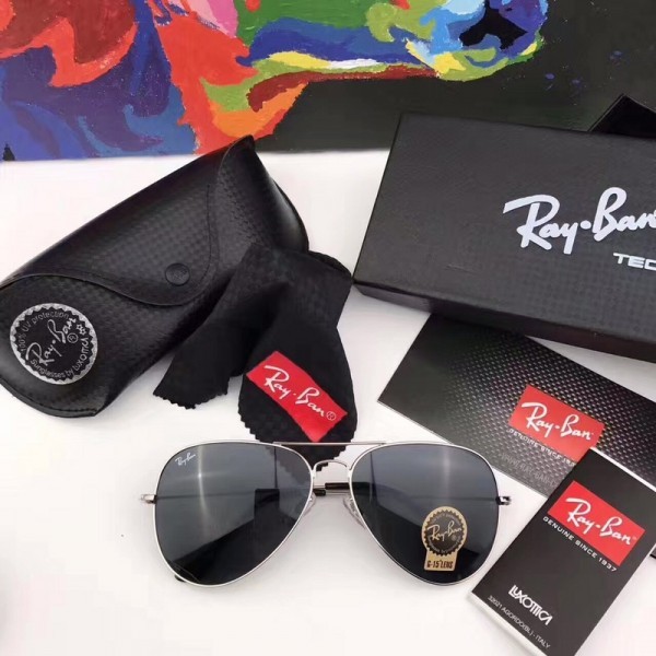 Men's Women's Ray Ban RB3026 Sunglasses Black Lenses White Frame