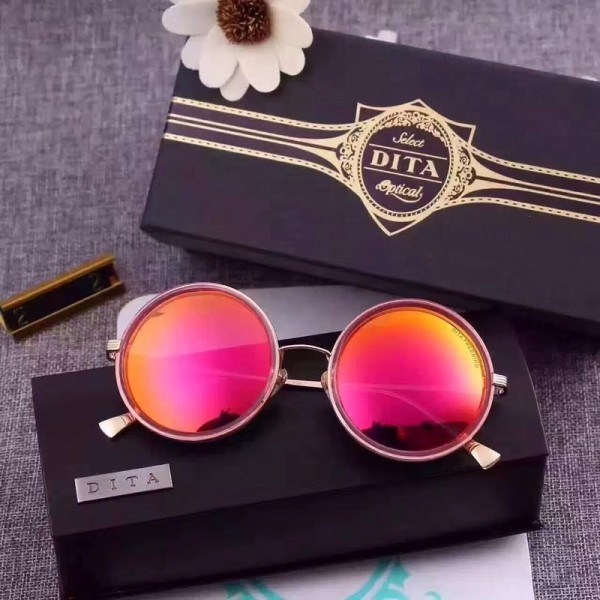 Dita Freebird 21012 Polarized Round Sunglasses Deep Pink