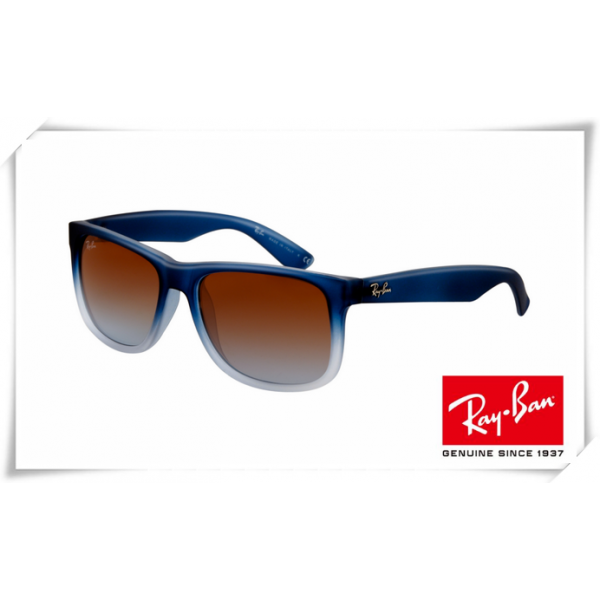 Ray Ban RB4165 Justin Sunglasses Rubber Gradient Blue Frame Brown Gradient Lens
