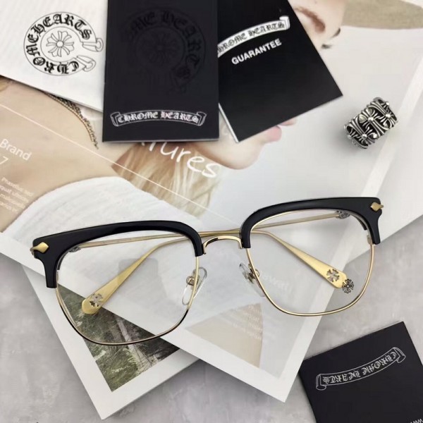 Chrome Hearts Square Frame Glasses Black Gold Frame
