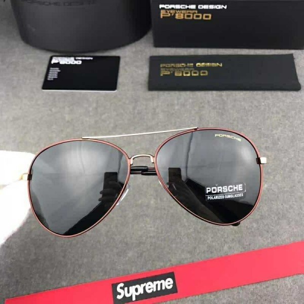Mens Porsche Black Design P8561 Sunglasses Polarized Red