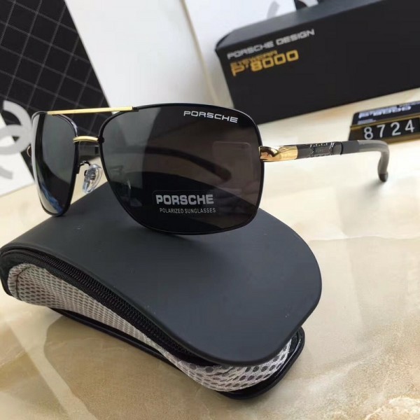 Porsche Design Gold P8724 Sunglasses Polarized Deep Black