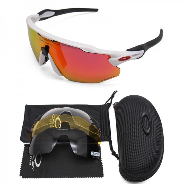 Oakley 2.0 radar ev sunglasses white frame red logo