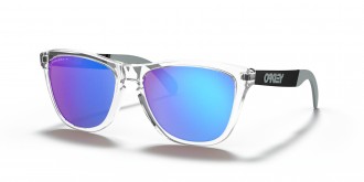 Oakley Frogskins Mix Low Bridge Fit sunglasses Polished Clear frame Prizm Sapphire Polarized lens
