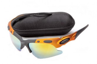 Oakley plate sunglasses in matte orange / fire iridium
