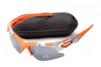 Oakley plate sunglasses in orange and silver / black iridium