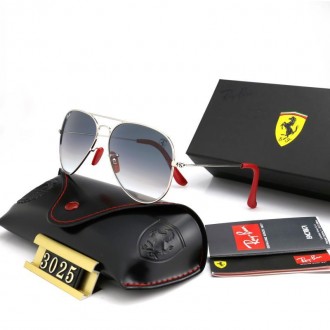 Ray Ban RB3025 Sunglasses Gradient Gray/Silver with Red