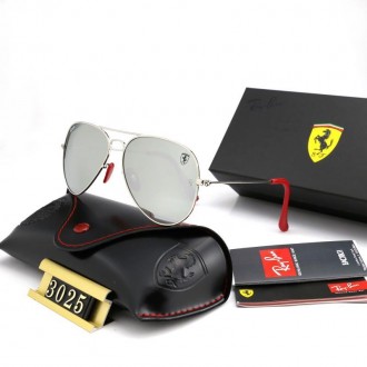 Ray Ban RB3025 Sunglasses Mirror Gray/Silver with Red
