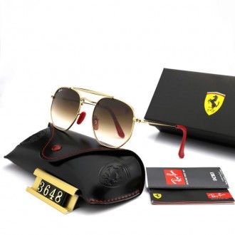 Ray Ban RB3648 Sunglasses Gradient Brown/Gold with Red