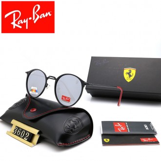 Ray Ban RB3605 Sunglasses Silver/Black with Red