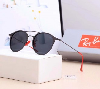 Ray Ban RB3607 Sunglasses Black/Black with Red