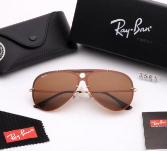 Ray Ban RB3581 Sunglasses Gray/Brown with Gold with Black