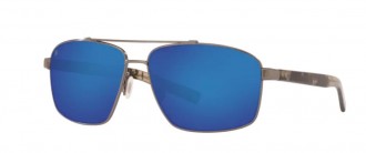 Costa Flagler Mens Sunglasses Brushed Gunmetal/Blue Mirror