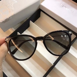 Versace Gradient Sunglasses Round Black Frame silver Eyewear Legs