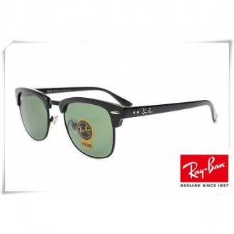Ray Ban RB3016 Classic Clubmaster Sunglasses Black Frame Green G-15 Lens