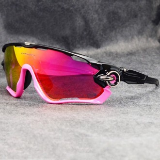 Oakley Sunglasses Jawbreaker pink/black Frame fire Iridium Lens silver logo