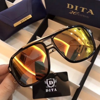 Men's Women's Dita Square Sunglasses Orange Yellow Mirror