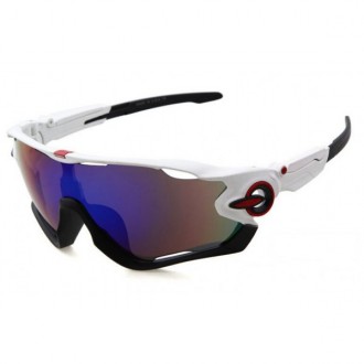 Oakley Jawbreaker Sunglasses White Black Frame Sapphire Iridium Lens