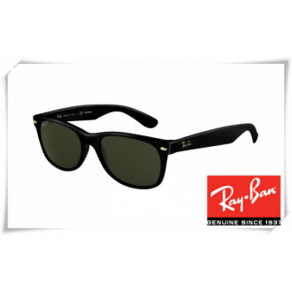 Ray Ban RB 2132 New Wayfarer Sunglasses Black Frame Deep Green Lens