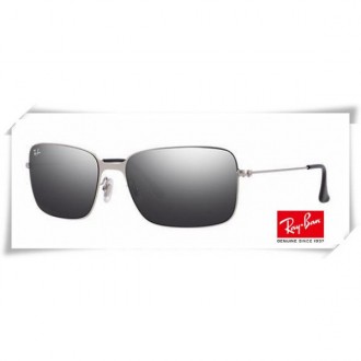 Ray Ban RB3514 Sand Demi Glos Sunglasses Silver Frame Grey Mirror Lens