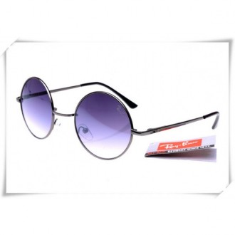 Ray Bans Round Metal RB3447 Sunglasses Black Frame Purple Gradient Lens