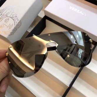 Versace OVE180 Rimless Sunglasses Shiny Black Lenses