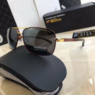Porsche Design Gold P8724 Sunglasses Polarized Black Red