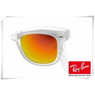 Ray Ban RB4105 Folding Wayfarer Sunglasses Transparent Frame Yellow Lens