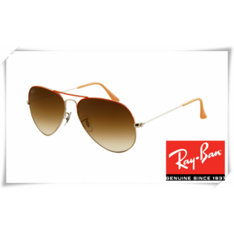 Ray Ban RB3025 Aviator Sunglasses Red Arista Frame Brown Gradient Lens