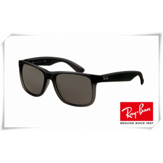 Ray Ban RB4165 Justin Sunglasses Rubber Black Frame Grey Lens