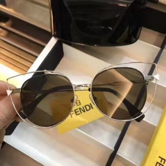 Fendi FF0176 Sunglasses Cat-Eye Mirrored Black Lenses Silver Frame