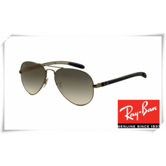 Ray Ban RB8307 Aviator Tech Sunglasses Carbon Fibre Gunmetal Frame Grey Gradient Lens