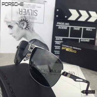 Mens Porsche Design P8521 Aviators Sunglasses Silver Black