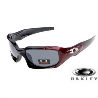 Oakley Pit Boss Sunglasses Red Black Frame Gray Lens OAKLEY201567421