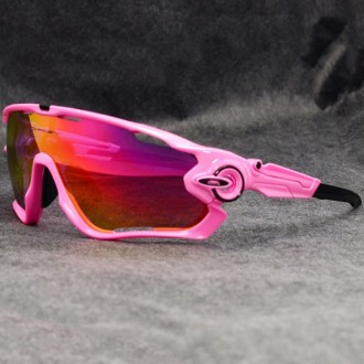Oakley Sunglasses Jawbreaker pink Frame fire Iridium Lens black logo