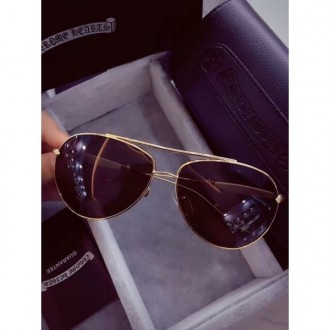 Chrome Hearts Glasses Pen Adjustable Brown Lenses Gold Frame