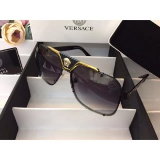 Versace Fashion Sunglasses With Medusa Logo Black Grey Lenses