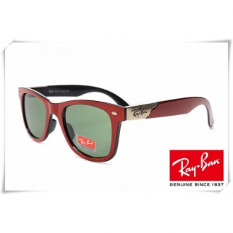 Ray Ban RB2157K Ultra Wayfarer Sunglasses Black Red Frame Classic Green Lens