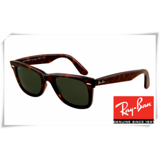Ray Ban RB2140 Original Wayfarer Sunglasses Tortoise Frame Green Lens