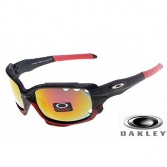 Oakley Racing Jacket Sunglasses Black / Fire Yellow Vented Iridium