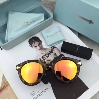 Karen Walker Harvest Eyewear Round Havana Frame Orange Lenses